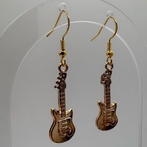 New Handcrafted 14k Gold-Plated “Rock & Gold” Electric Guitar Earrings 🎸✨